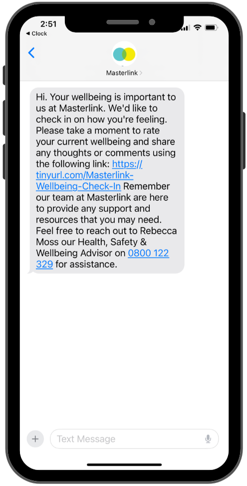 Masterlink Wellbeing Check-In Text