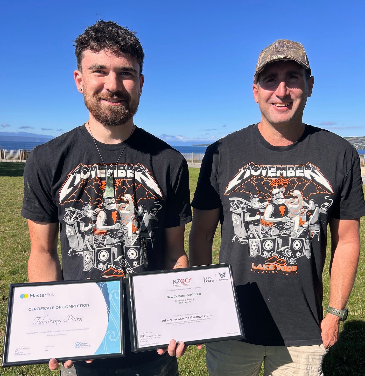 Tukairangi and his host Geoff from Lakewide Plumbing